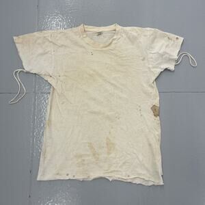 Vintage 60s Mayo Spruce White Distressed Cotton Blank Shirt